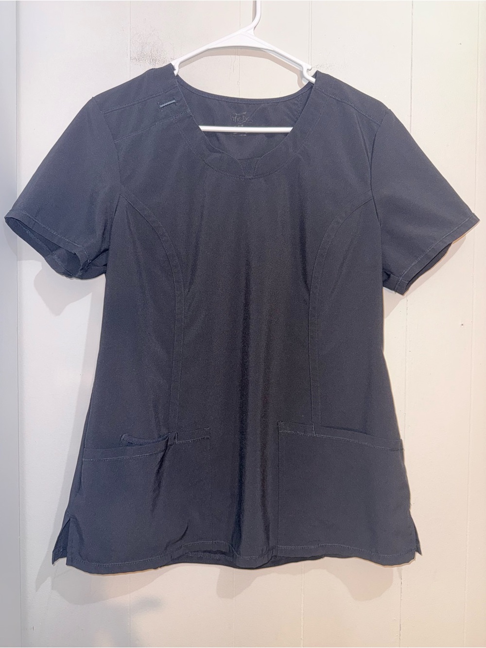 Cherokee Infinity Round Neck Scrub Top Black Medium EUC